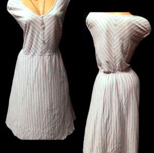 Eshakti Pink Gray Striped Knit Dress with POCKETS!